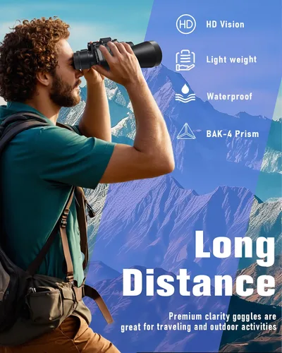 Miniatura 8 de 20x50 prismáticos de alta potencia para adultos, prismáticos claros y duraderos para observación de aves, turismo, observación de vida silvestre