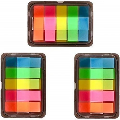 iMagitek 3 hojas de índice de neón, marcadores de página, notas adhesivas con caja, tiras translúcidas de papelería, 300 piezas