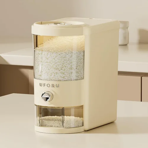 Miniatura 17 de UFORU Dispensador de arroz, recipiente de almacenamiento de arroz con taza medidora para cocina, despensa, hogar, recipientes de almacenamiento