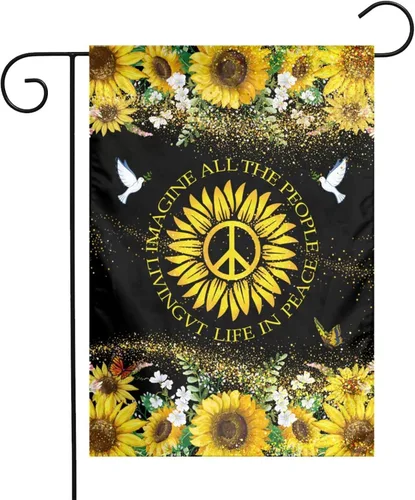 Miniatura 10 de Bandera de amor por Ucrania Bandera de girasol patriótica de jardín americano de 12x18 pulgadas a prueba de decoloración Bandera de jardín