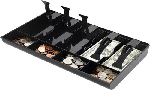 Five Grids - Bandeja de repuesto para cajón, 5 billetes, 4 para caja de almacenamiento de dinero pequeño (negro)