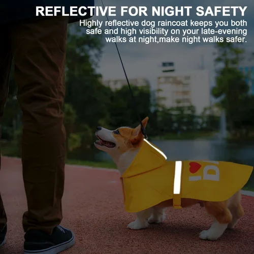 Miniatura 5 de Impermeable para perros con bonito estampado, impermeable, reflectante, ajustable para perros pequeños, medianos y grandes (amarillo, pequeño)