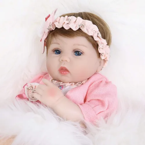 Miniatura 5 de ENADOLL Reborn Baby Doll - Juego de regalo realista de vinilo de silicona rosa bebé, 16 pulgadas, con peso, cuerpo suave, realista, para edades de 3