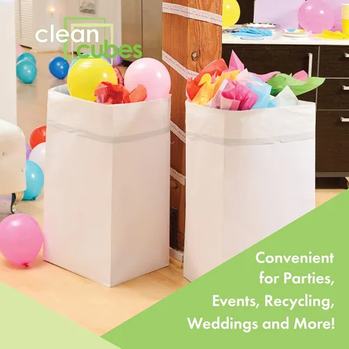Miniatura 2 de Clean Cubes Botes de basura desechables de 30 galones (paquete de 3) con bolsas bajas, contenedores plegables de basura y reciclaje para fiestas