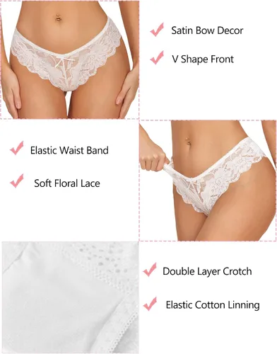 Miniatura 4 de Avidlove Bragas de encaje floral para mujer, ropa interior sexy hipster en forma de V