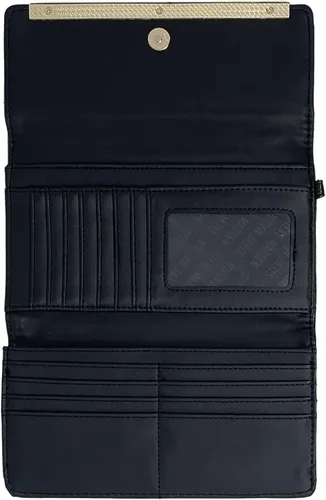 Miniatura 2 de Steve Madden Billetera triple para mujer, Acolchado negrodorado