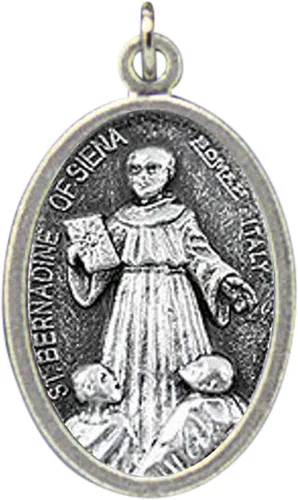 Santa Bernadina de Siena Bernardina Bernandina Patrona de Aquellos que Sufren de Enfermedades Respiratorias Reza por Nosotros Medalla Bendita Plata