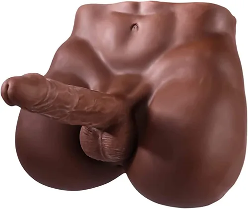 Consolador realista de 6.82 libras para masturbación femenina, juguete sexual masculino 3D con pene grande flexible y culo vaginal, marrón oscuro