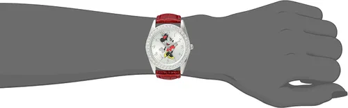 Miniatura 6 de Disney Reloj de cuarzo analógico redondo con purpurina para adultos, Rojo