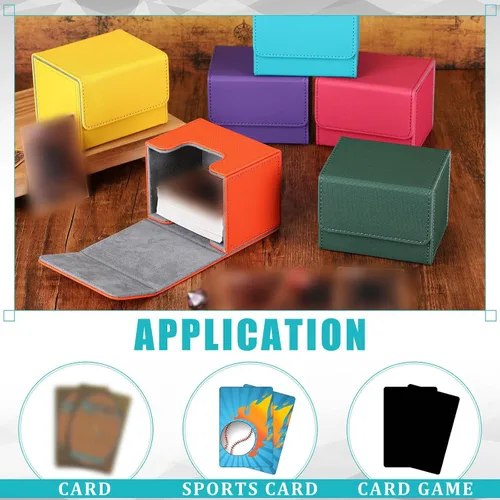 Miniatura 5 de Yookeer Paquete de 6 fundas de cuero para más de 100 cartas, caja magnética de almacenamiento de cartas para más de 100 cartas compatibles con Tcg