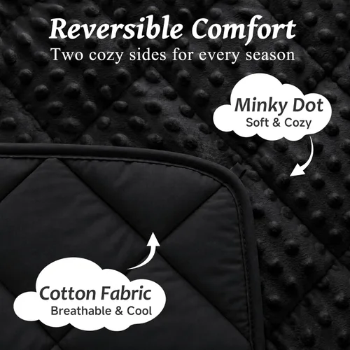 Miniatura 3 de MAXTID Manta con Peso para Niños de 3 Libras Mantas Pesadas Reversibles Negras 36"x48" Manta Cálida Hush Regalos Negro