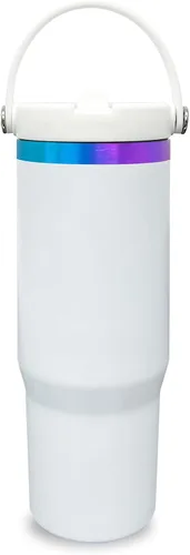 Miniatura 41 de Vaso de 30 onzas con asa superior, vaso aislado al vacío de doble pared con popote abatible, taza de café de viaje de 30 onzas con recubrimiento