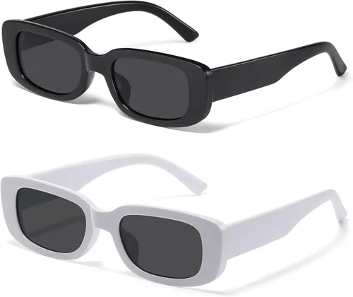 JASPIN Lentes de sol rectangulares para mujeres y hombres, modernos Y2K retro de los años 90, protección UV400, marco cuadrado fresco