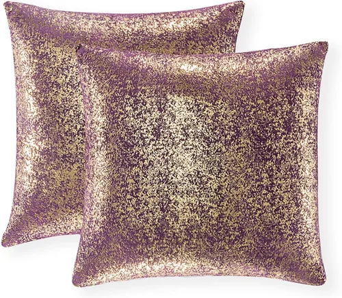 Miniatura 63 de Xinrjojo Juego de 2 almohadas brillantes en negro y dorado, almohadas suaves y brillantes decorativas, juego de fundas de almohada cuadradas negras