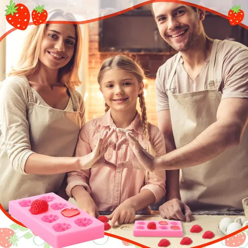 Miniatura 7 de Newtay Molde de fresa de silicona 3D para cupcakes y fresas para bricolaje, decoración de pasteles, galletas, chocolate, azúcar, polímero, arcilla