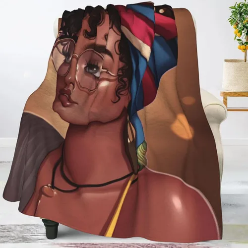 Miniatura 9 de Perinsto Manta de forro polar para niña negra africana, ultra suave y cálida para todas las estaciones, para cama, silla, automóvil, sofá