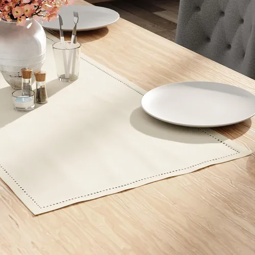 Miniatura 17 de Encasa XO Camino de mesa de comedor de 13 x 59 pulgadas, diseño de dobladillo de algodón puro, gris, lavable a máquina