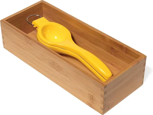 Miniatura 12 de Lipper International Caja de almacenamiento de madera de bambú para utensilios de cocina, maquillaje o suministros de oficina, 5 x 12 x 3 pulgadas