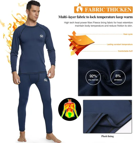 Miniatura 3 de MeetHoo Men's Thermal Underwear Set, Base Layers Winter Gear Compression Long Johns with Fleece Lined for Skiing