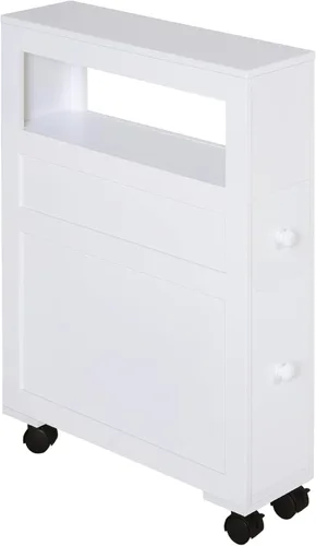 HOMCOM Gabinete de almacenamiento lateral estrecho de madera de 6.25 x 20.5 x 28.25 pulgadas, color blanco