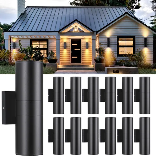 Miniatura 15 de DAKAFUL 5CCT - Luces de pared regulables para exteriores, paquete de 2 unidades, 3000 K, 5000 K, 6000 K, cilindro LED integrado, luz de aluminio
