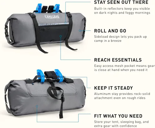 Miniatura 4 de CamelBak M.U.L.E. 9 Bikepacking - Manillar de carga lateral impermeable para tiendas de campaña y equipo, gris lobo
