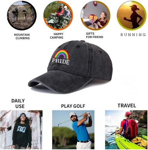 Miniatura 5 de Gorra de béisbol bordada con diseño de orgullo arcoíris – Gorra LGBT ajustable para hombres y mujeres