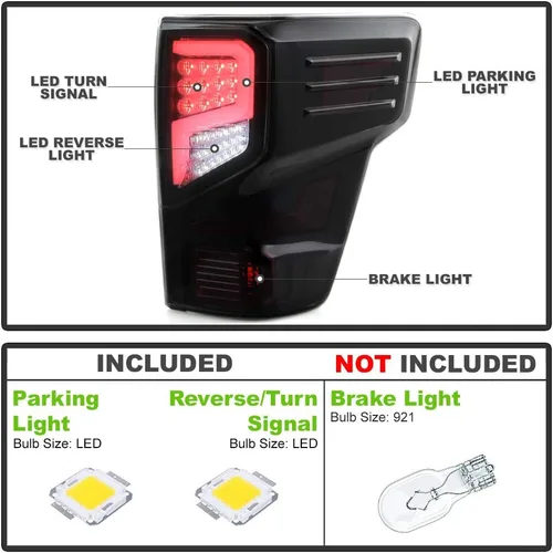 Miniatura 2 de ACANII - Para [modelo incandescente] Nissan Titan 2016-2021 Titan XD negro ahumado LED tubo luces traseras lámparas izquierda y derecha