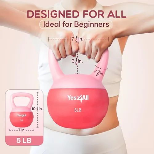 Miniatura 3 de Yes4All Pesa rusa suave, pesas rusas de entrenamiento de fuerza de PVC para mujeres, protección del suelo y silenciosa, mango ancho, pesas suaves