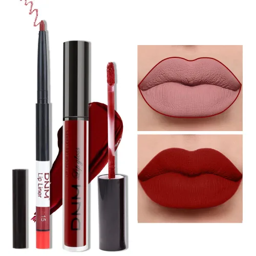 Miniatura 11 de evpct 2 Piezas Lápiz Labial Líquido Verde Esmeralda con Brillo Glitter, Brillo Labial Tinte y Delineador de Labios Retráctil, Set de Maquillaje