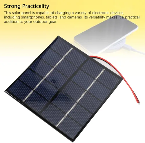 Miniatura 3 de Panel solar de 1.2 W 5 V, cargador solar portátil de polisilicio con cable electrónico, para teléfono, tableta, cámara al aire libre DIY