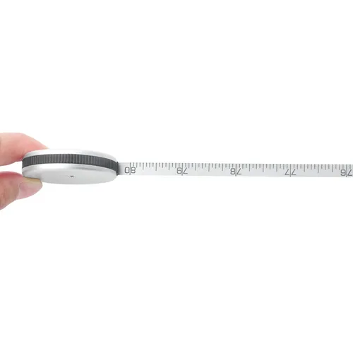 Miniatura 5 de Cinta métrica pequeña de aleación de aluminio, mini cinta métrica retráctil de doble cara 80 pulgadas/2 M, cinta métrica plateada