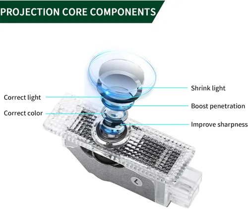 Miniatura 3 de 2 luces con el logotipo de luz de puerta que nunca se desvanecen, proyección, sombra fantasma, luz de charco de bienvenida compatible con accesorios
