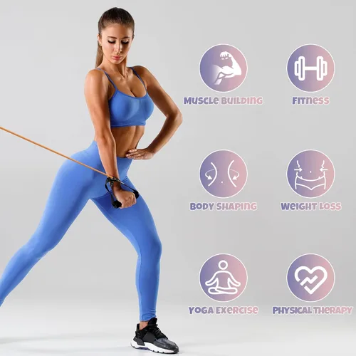 Miniatura 6 de RitFit Single Resistance Exercise Band with Comfortable Handles - Ideal for Physical Therapy, Strength Training, Muscle Toning - Foam Padding Door