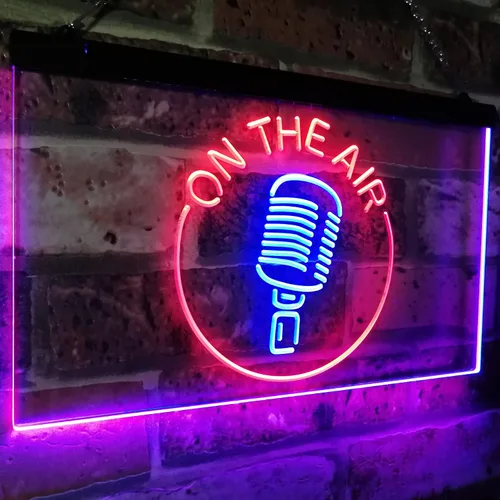 Miniatura 2 de ADVPRO - cartel de neón para estudio de grabación, LED, con micrófono y rótulo «On the air»