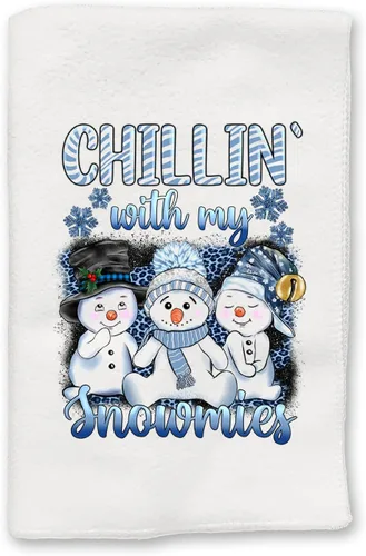 Miniatura 2 de Decoración navideña Toallas de mano decorativas de cocina y baño Chillin with My Snowmies Novedad de invierno de Navidad Toalla blanca