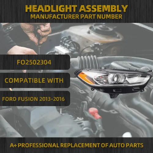 Miniatura 2 de Dasbecan Faros delanteros halógenos con proyector cromado Compatible con Ford Fusion 2013-2016 Conjunto de faros delanteros para lado derecho