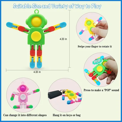 Miniatura 5 de Paquete de 4 juguetes sensoriales para niños y niñas, juguetes sensoriales transformables para niños y adultos, llavero de juguete para ansiedad