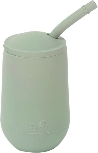 Miniatura 11 de ezpz Happy Cup + sistema de popote (azul) - 24 meses + - Taza 100% de silicona + popote para niños mayores + preescolares - Diseñado por un