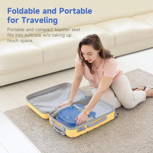 Miniatura 2 de YOLEO Silla alta para bebé, asiento elevador para mesa de comedor, sillas altas plegables con alturas ajustables, asiento elevador de viaje
