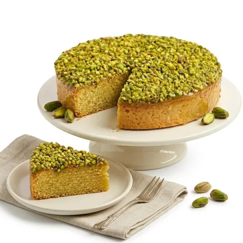 ANDY ANAND CHOCOLATIER Pastel de pistacho y caramelo gourmet Keto de 9 pulgadas, deliciosamente decadente, todos los ingredientes naturales, sin