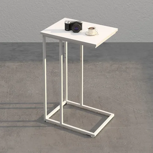 Miniatura 11 de Innerjoin Mesa auxiliar ancha en C, mesa de sofá C con marcos de metal, mesa auxiliar pequeña para sofá y cama, mesa C retro para computadora