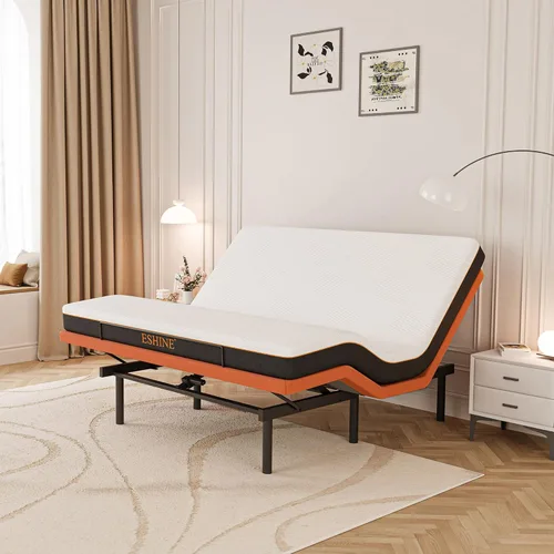 Miniatura 12 de ESHINE Base de cama ajustable Queen – Base ergonómica de cama de gravedad cero, inclinación de pie y cabeza, control por aplicación, control remoto