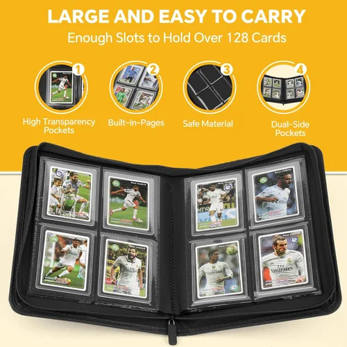Miniatura 5 de Carpeta Toploader CARDBINDER, Estuches Duros Toploader, Fundas de 4 Bolsillos para hasta 128 Tarjetas. Carpeta de Tarjetas Toploader con Fundas