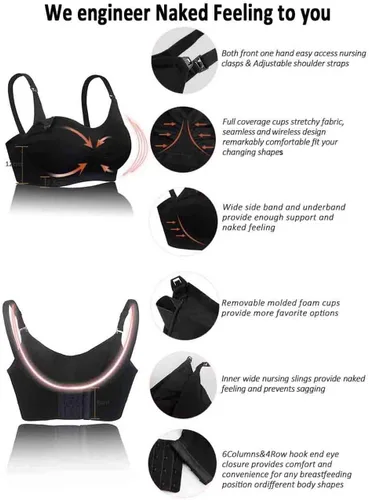 Miniatura 16 de iloveSIA Nursing Bras for Mom Breastfeeding, Seamless Supportive Sleep Bra for Maternity Postpartum S-2XL 3Pack