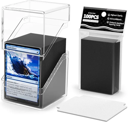 Miniatura 10 de YSCare Paquete de 2 Cajas para Mazos de Cartas, Estuche para Mazo y 200 Fundas para Tarjetas con Divisores, Caja de Almacenamiento Commander Negro