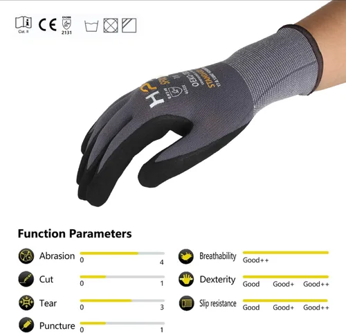 Miniatura 6 de Safety Work Gloves, SF001, Comfort Stretch Fit, Power Grip, Smart Touch, Durable Foam Coated, 3Pairs & 12Pairs Gris 12 Pares