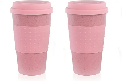 Miniatura 49 de Taza de café sellada con paja de trigo, taza de plástico portátil creativa, taza de alimentos de alto valor que acompaña a beber 16.9 fl oz/17 oz