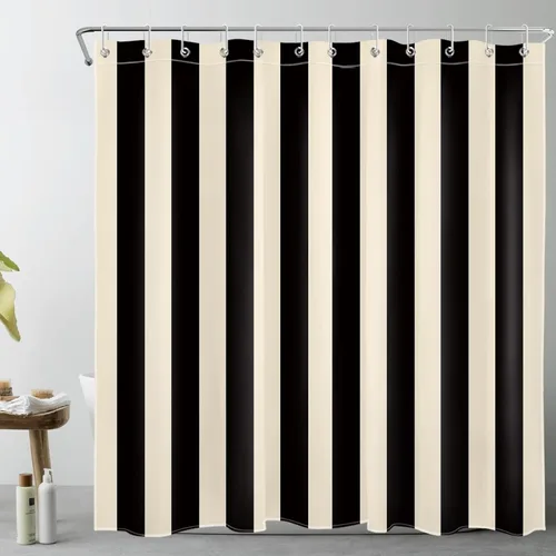 Miniatura 9 de LB Cortina de ducha a rayas naranjas y negras, cortina de ducha de arte estético de Halloween con patrón geométrico para baño, 60 x 72 pulgadas
