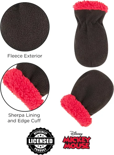 Miniatura 5 de Disney Mickey Mouse - Gorro de invierno con forro Sherpa y manoplas para niños Mickey Mouse 2-4T de EE UU Mickey Mouse